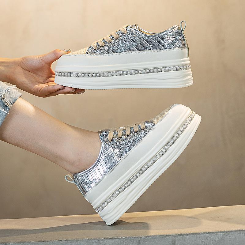 

Высококачественные 6 см дышащие туфли-лодочки из искусственной кожи на платформе с сетчатым эффектом, летние блестящие босоножки на толстом каблуке Mary Jane со шнуровкой 35 серебряный