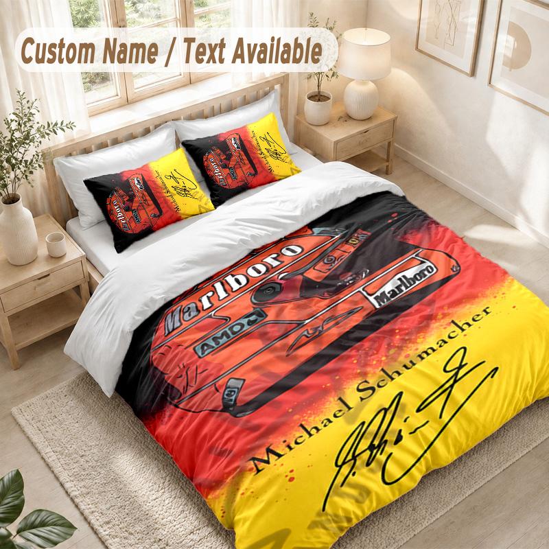 Michael Schumacher Bettwäsche-Set, 1 Bettbezug & 2 Kissenbezüge Weich Bequem Schlafzimmer Heimtextilien Dekor