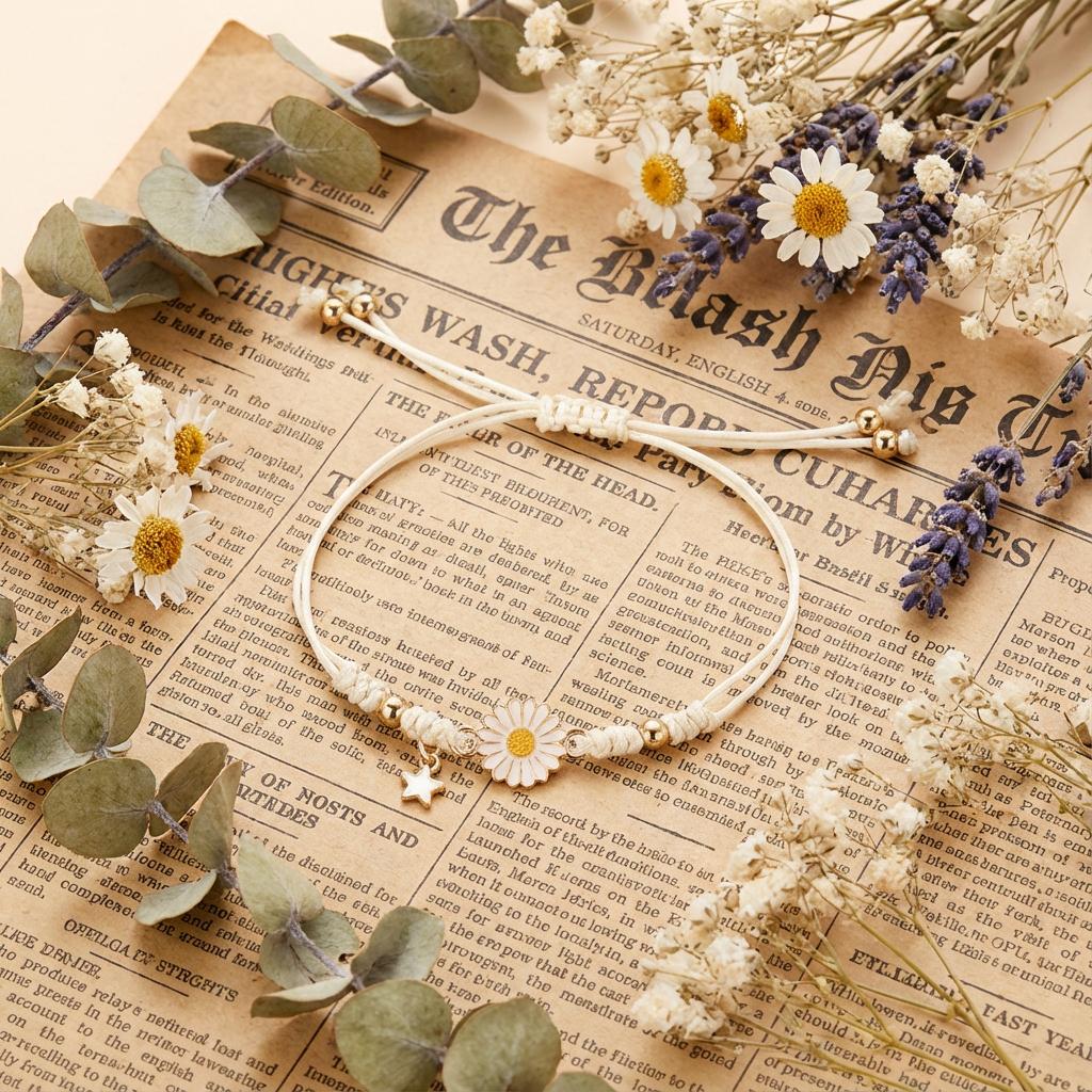 Handmade Braided Sunflower Bracelet for Women Adjustable Rope Star Charm Bracelets Boho Summer Beach Jewelry Friendship Gifts