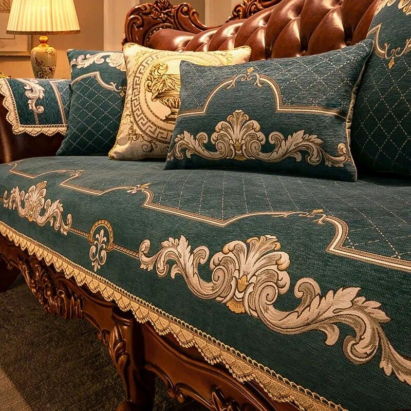 

Европейская диванная подушка, роскошный защитный чехол для дивана из синели, украшение для гостиной, четыре сезона, универсальные чехлы для диванов, чехол 90x120cm 1pc