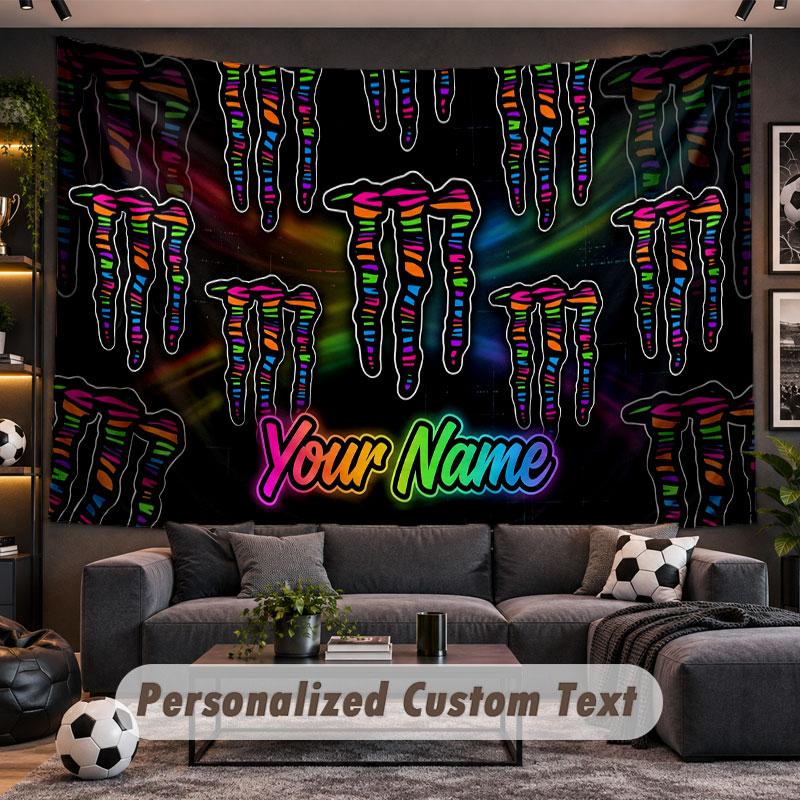 Wall Hanging Tapestry Custom NameMonster Energy Pattern Personalized Printed Fabric Wall Decor