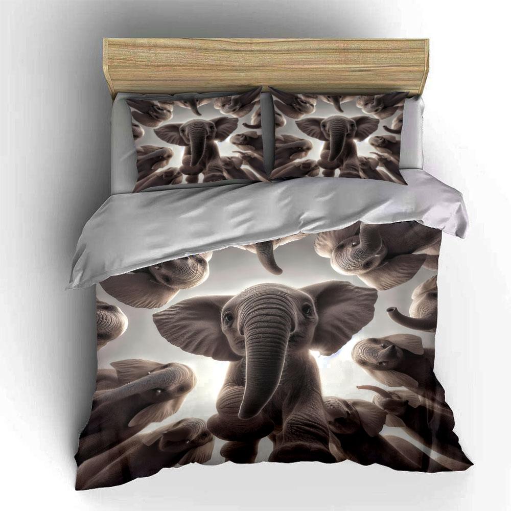 Elephant-Themed Three-Piece Decor Set Kid S And Adults Bedroom Decor, Exquisite Three-Piece Bedding Set Gift EU Twin 135X200cm&set