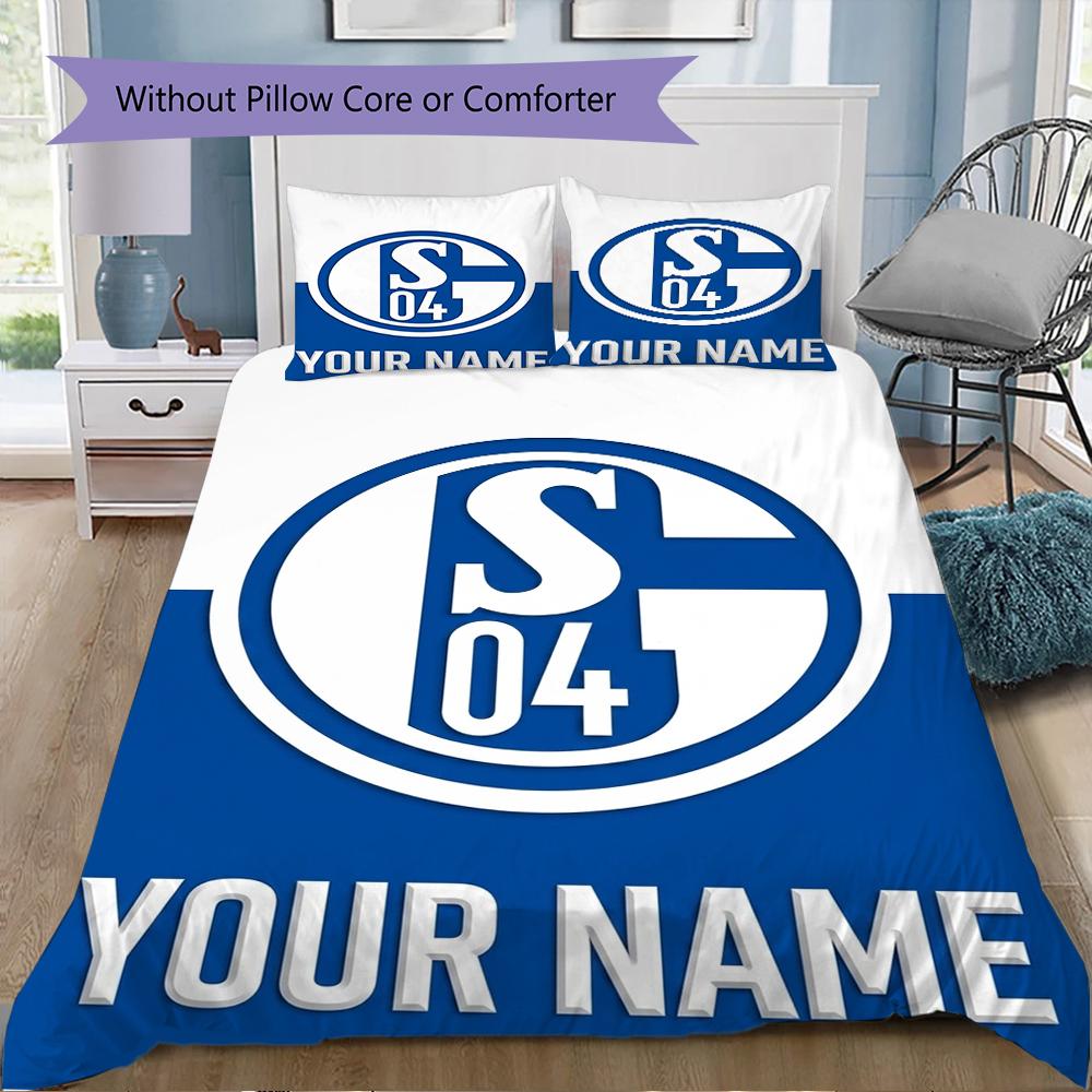 Biancheria da letto FC Schalke 04 con nome personalizzato, Set piumone Copripiumino Federa Regalo di compleanno per la casa(1 * copripiumino + 2 * federa, senza nucleo)_xia