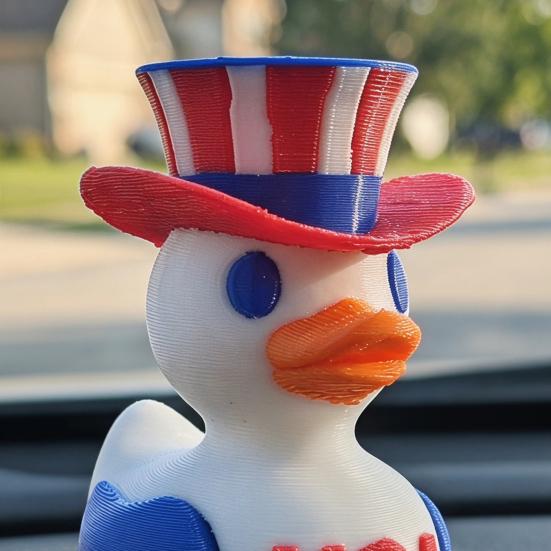 Yousheng Patriotic Duck Statue, PLA Independence Day Collectible with Red White Blue Design, Unique Conversation Starter Decor for Home Office