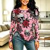 Autumn and Winter Ladies 3D Skull Print Crew Neck Long Sleeve T-Shirt