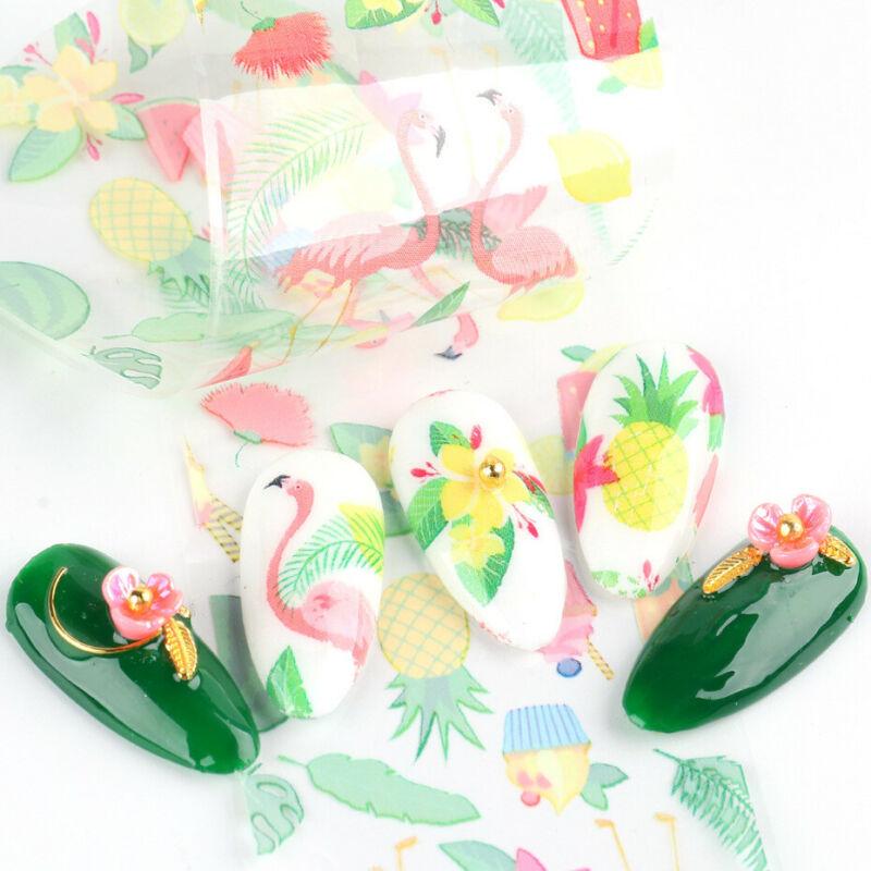 10 Blatt Love Lips Heart Nail Art Transferfolienaufkleber Starry AB Paper Wraps