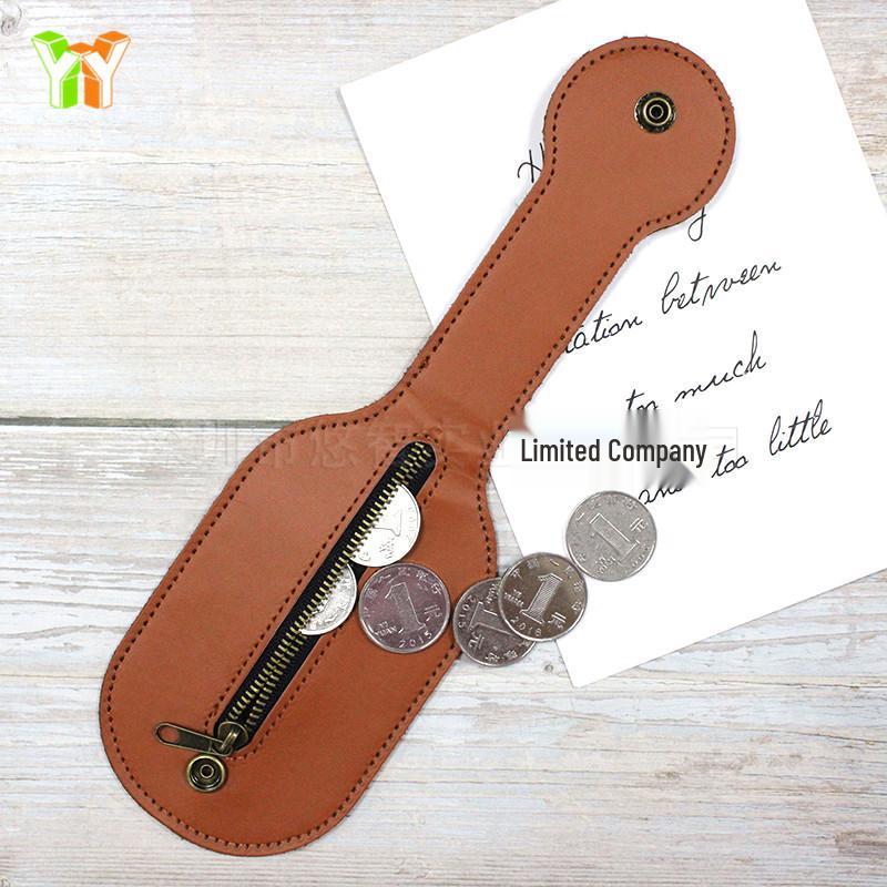 In Stock Women's Self-Defense Leather Paddle Coin Bag - Outdoor Portable Anti-Wolf Tool
