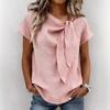 TIFICY Women's Fashion Casual Summer Spring Solid Color Print Short Sleeve Blouses & Shirts