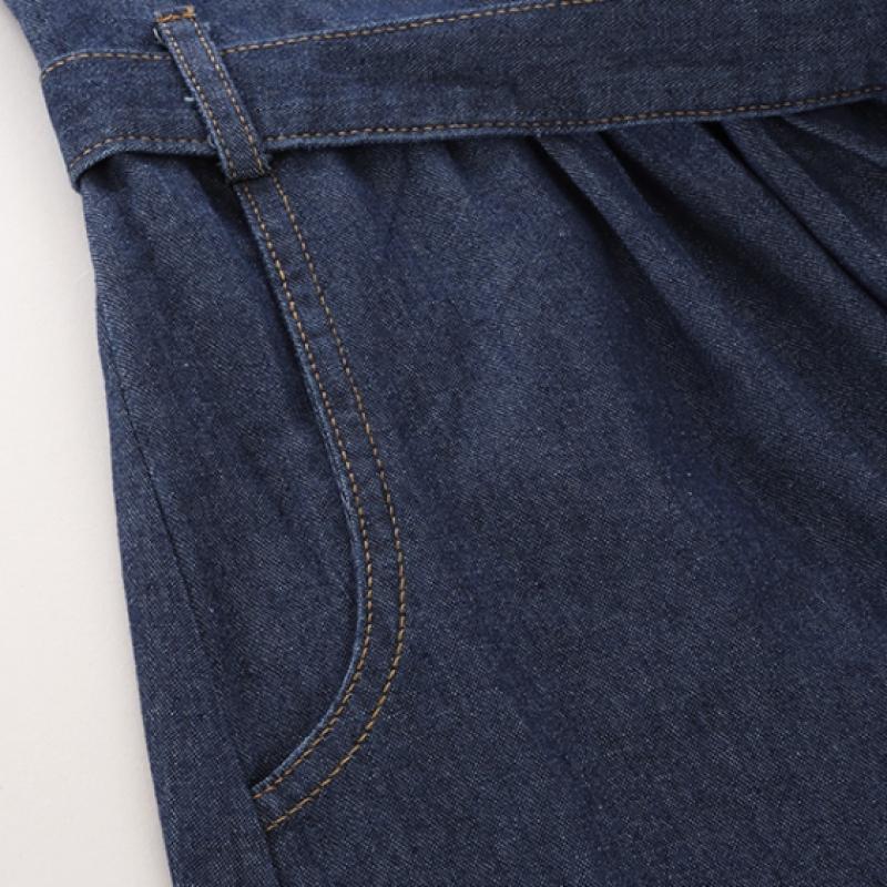 Shop Ripple Women Collar Neck Button Open Belted Denim Long Dress Jl Wdr 1584