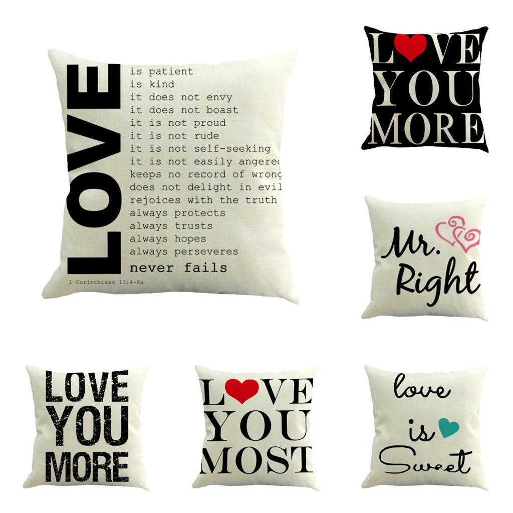 Valentine/'s Day Letter Stylish Pillow Cover Family Car Sofa Cusion Pillowcase