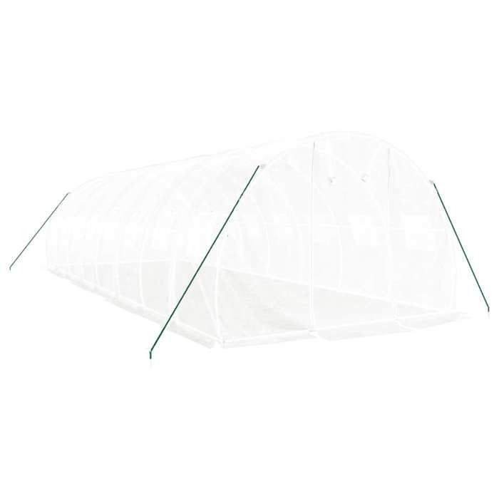 VidaXL Serre avec cadre en acier blanc 24 m² 8x3x2 m, polytunnel, serre à cadre froid, serre pour tomate, serre de jardin, 3188052