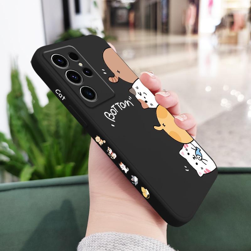 Cat Litter Phone Case For Samsung Galaxy S25 S24 S23 S22 S21 S20 Ultra Plus FE S10 Note 20 ultra 10 9 Plus Cover