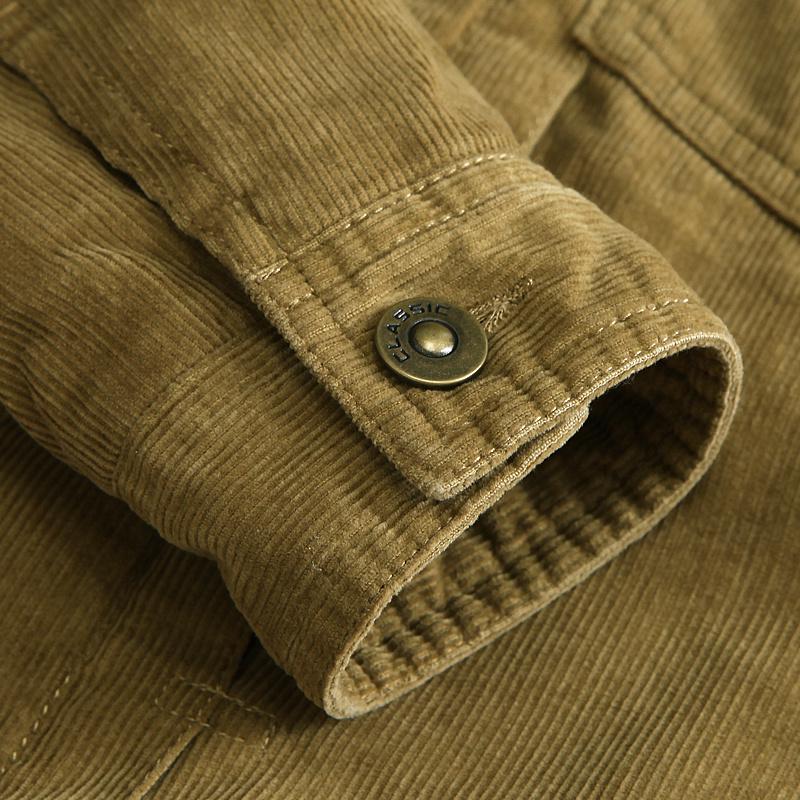 Winter Men Corduroy Thicken Warm Fleece Coat Jacket