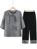 Chic Summer Two-Piece Set: Short-Sleeved Chinese Style for Middle-Aged and Elderly Women