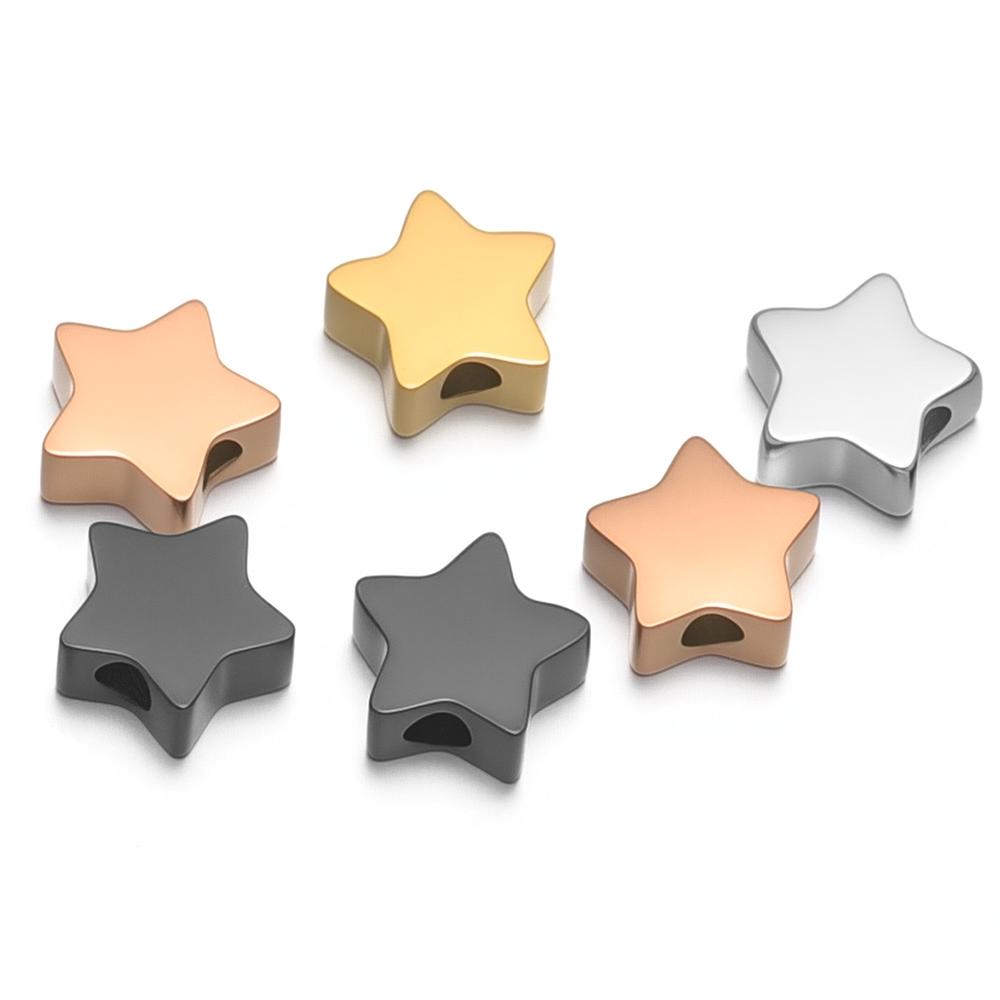 5Pcs 8mm Stainless Steel Star Beads Gold Color Spacer Beads for DIY Jewelry Making Handicrafted Bracelet Necklace Findings