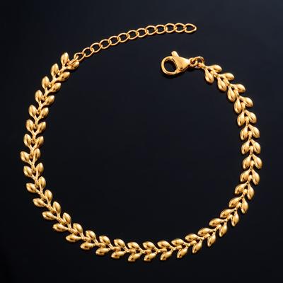 Bracelet Stainless Steel for Women Wheat Link Hand Chain with Extender Gold Color Plated Bangle Anklet Ladies Jewelry Accessory