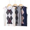Women'S Diamond Cardigan Vest Vest Sweater Spring New Knitted Vest Vest Bottoming Shirt