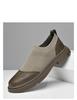 Men's Breathable Knit Mesh Slip-on Loafers - Spring/Summer Casual Low-top, Patchwork Design, Hidden Height Boost, Leather Details