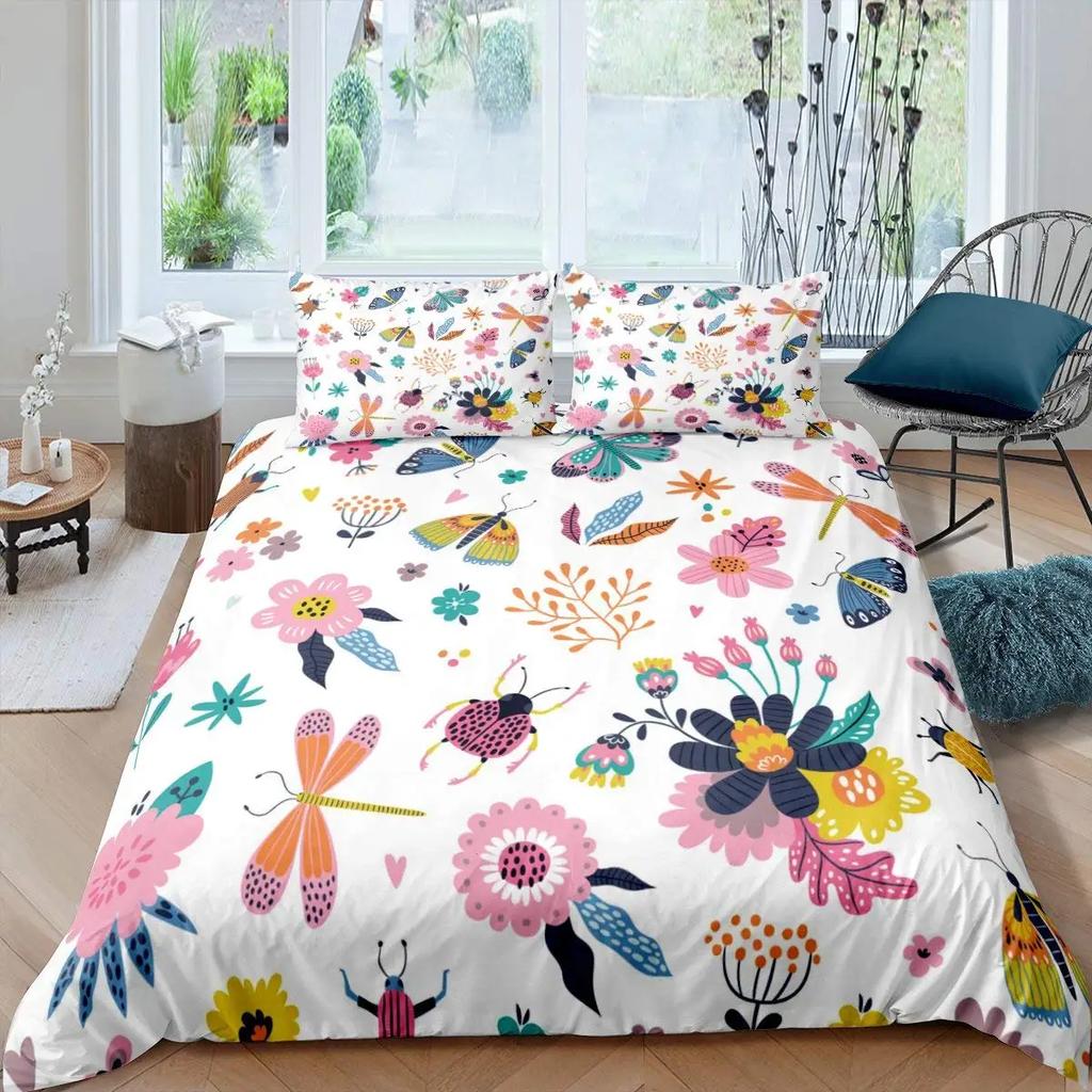 Bohemian Dragonfly King Queen Duvet Cover Mandala Paisley Bedding Set Tie Dye Trippy Gypsy Quilt Cover Polyester Comforter Cover