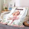 Ballerina In Pink Tutu Floral Border Four Seasons Blanket Customized With Your Name Lightweight And Warm Perfect Gift For Home Office Camping Sofa