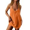 2026 Women's Casual Solid Color Sling V-neck Button Pullover Sleeveless Dress Set
