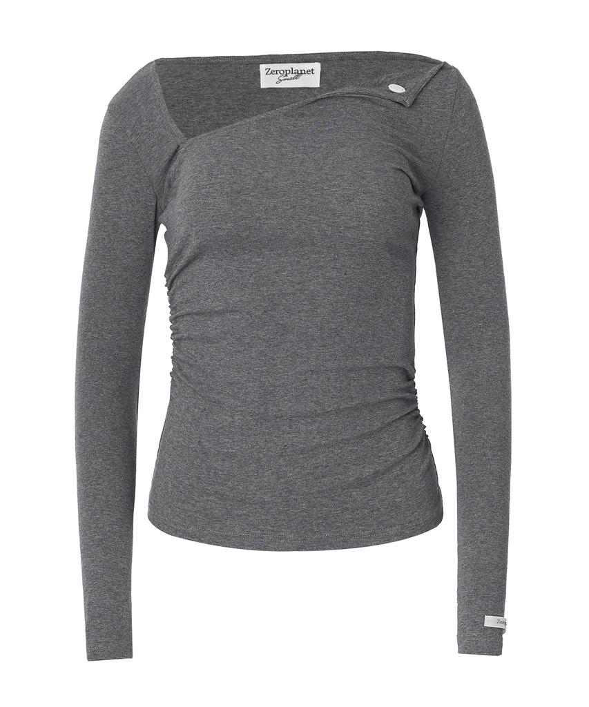 ZEROPLANET Chloe Asymmetrical Sleeve Top [Grey]