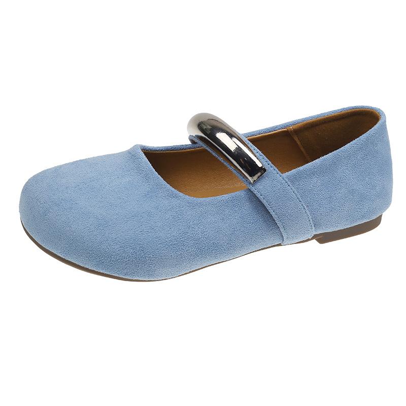 

French evening breeze gentle design sense round head single shoes women s 2025 spring and summer new metal buckle shallow mouth one pedal 40