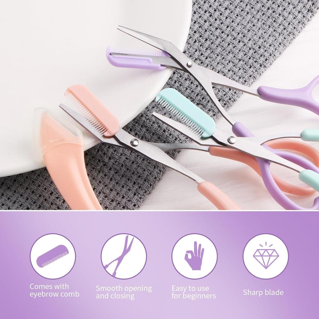 Eyebrow Scissors with Eyebrow Razor,Eyebrow Trimmer with Comb,Non Slip Finger Grips Trimmer Eyebrow Scissors, Hair Removal Beauty Accessories for Men