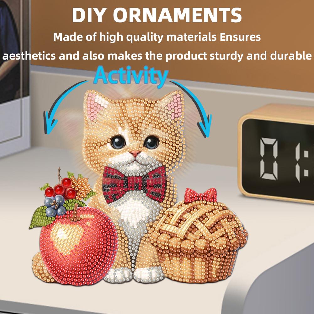 2D Flat Cat DIY Shaking Head Cat Food Diamond Painting Desktop Decorations