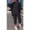 QICED Women's Fashion Casual Long Sleeve O-Neck Pants Suits