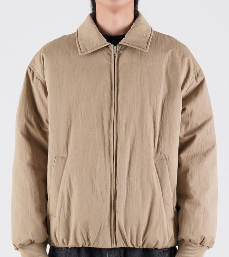Button Seoul [Duck Down 80/20] Minimal Duck Down Zip-Up Blouson Jacket (Brown)
