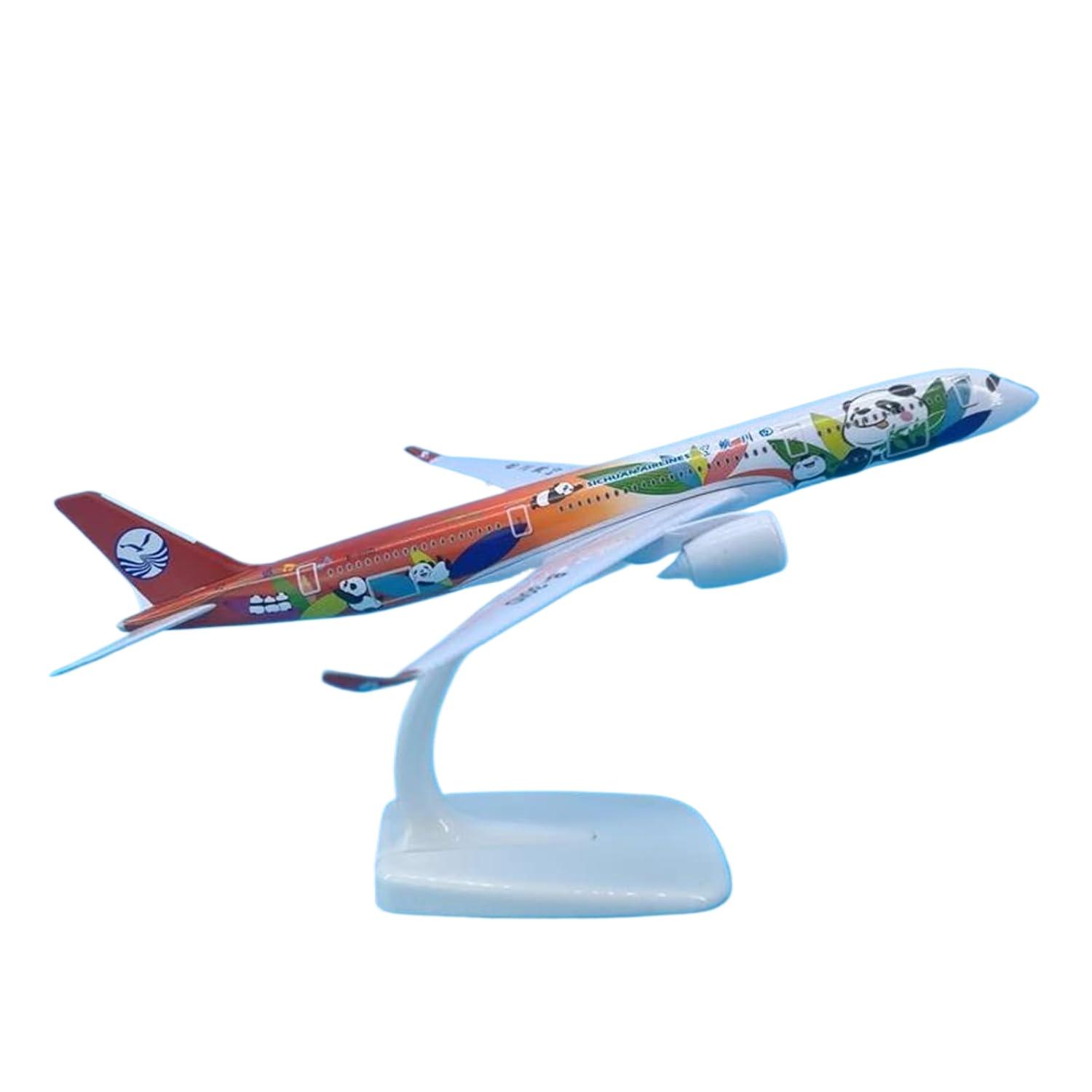 Aircraft Model Alloy Simulation 20CM for Sichuan Airlines for Airbus A350 Simulation Panda Painting Miniature Desk Decoration