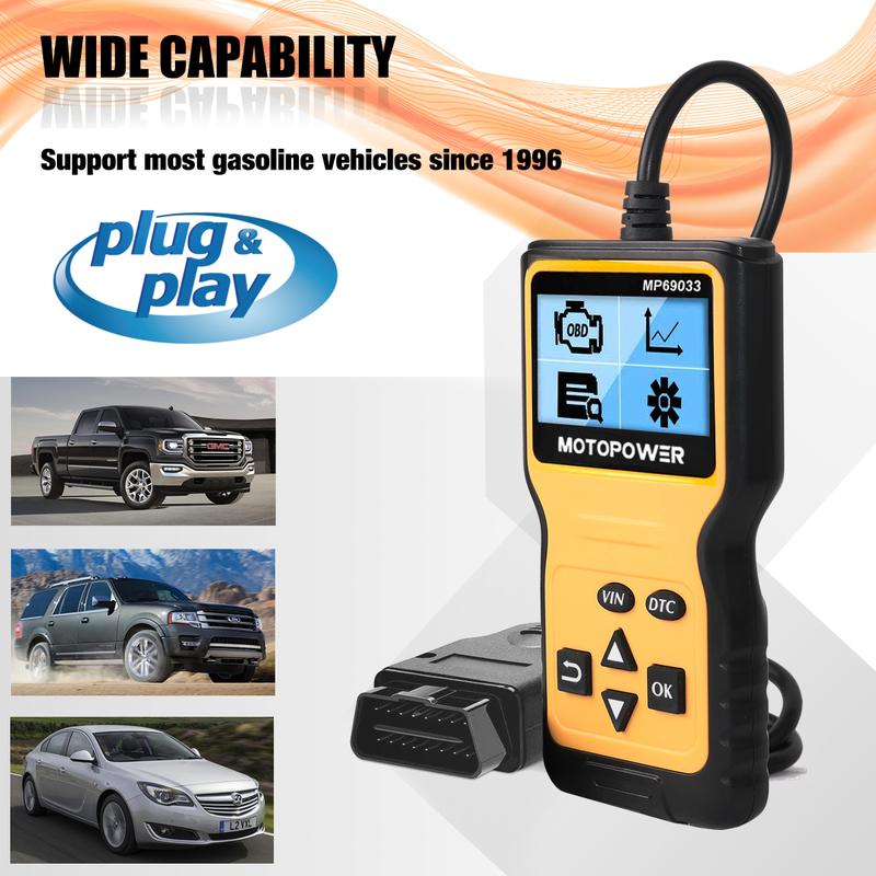 MOTOPOWER MP69033 OBD2-Scanner Universeller Motorfehlercode-Leser für Autos, CAN-Diagnose-Scan-Tool für alle Autos mit OBD II-Protokoll