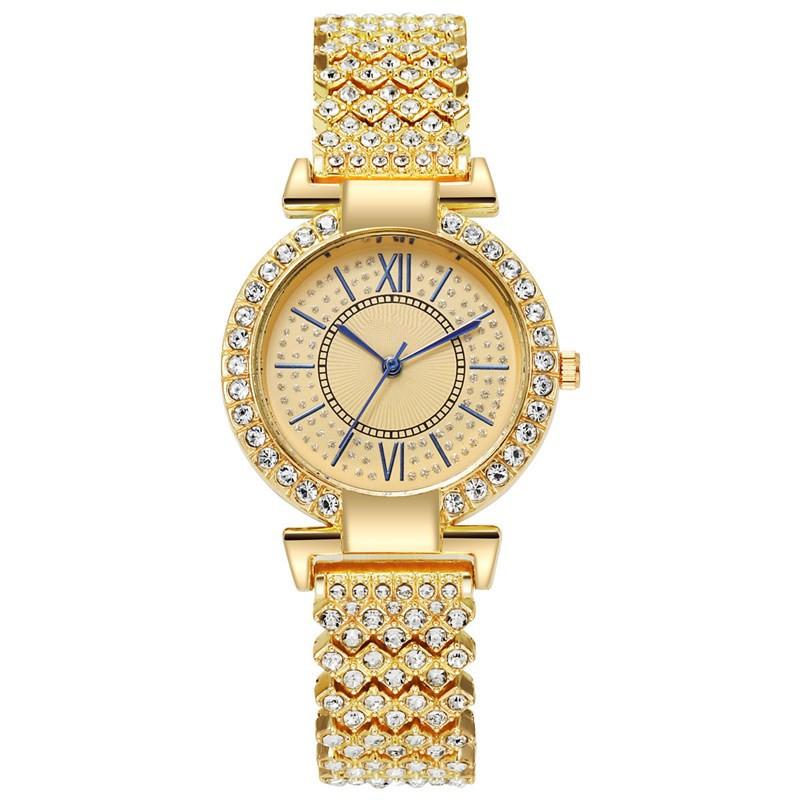 UTHAI H11 Women's Fashion Quartz Watch Full Diamond Steel Band Water Diamond Full Sky Star Roman Pattern Bracelet Watches Girl