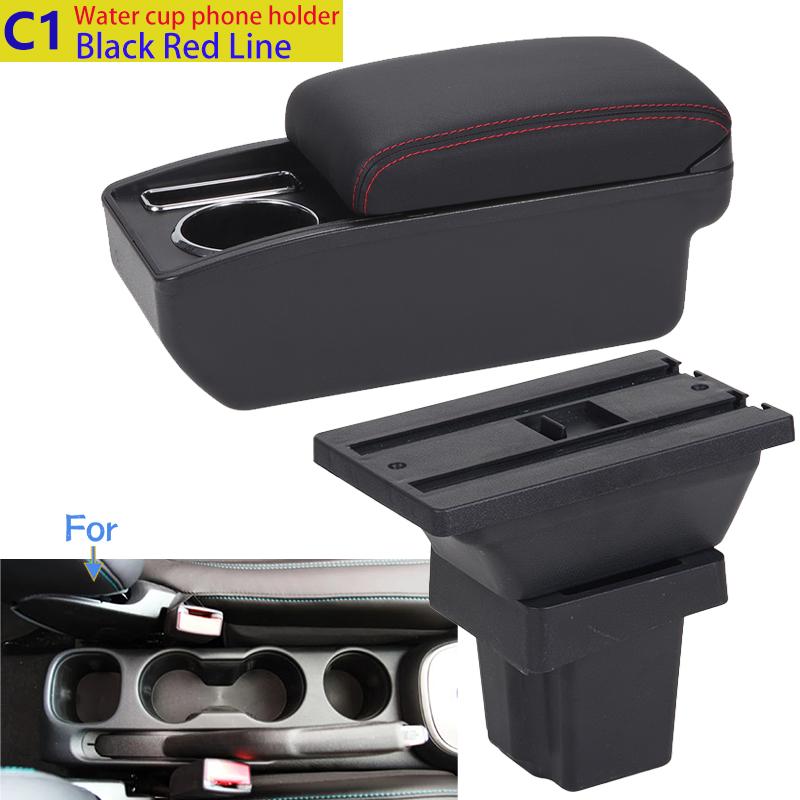 For Chevrolet Trax Armrest Box For Chevrolet Tracker Holden Trax Car Armrest 2013-2020 Dedicated Auto Storage Box Accessories C1 Black red NO USB