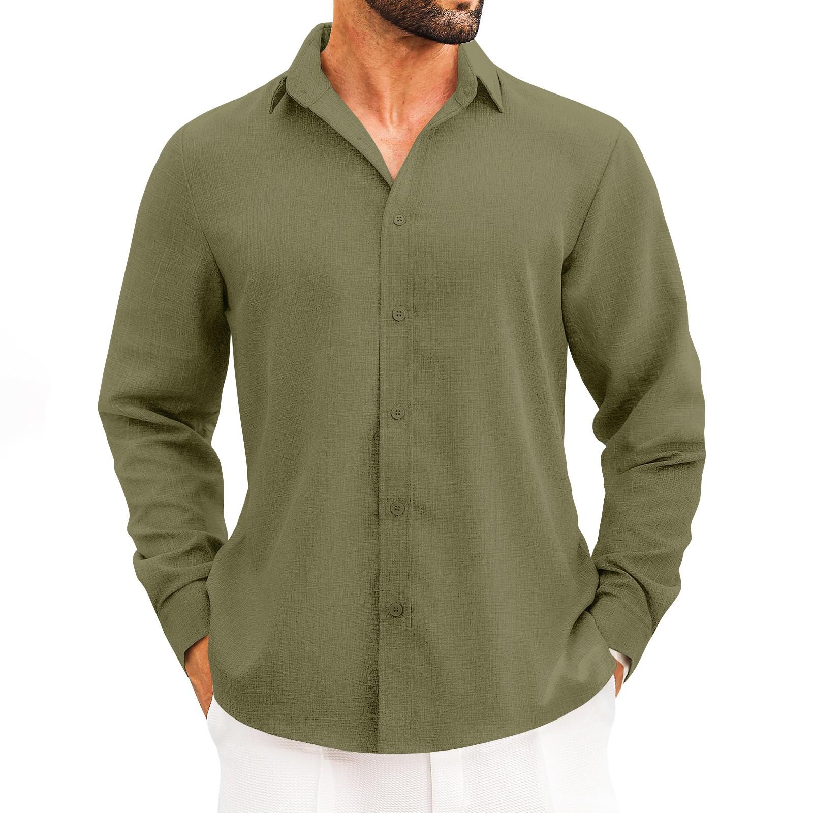 

Four Seasons Длинный рукав V-образный вырез свободная рубашка Весенние пуговицы однотонный хлопок пенька морской кардиган рубашка мужская XXL