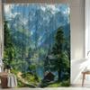 1pc Mountain Landscape Shower Curtain Natural Scenery Shower Curtain Polyester Fabric Bathroom Decoration Contains 12 Hooks 70.