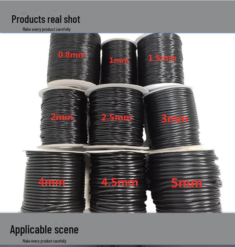 Korejská černá voskovaná šňůra, 1,0 mm-3 mm, Ručně vyráběná DIY pro náramky a náhrdelníky