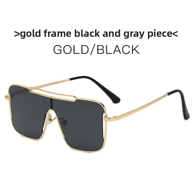 European Punk Style Oversized Metal Frame Sunglasses With Gradient Pink Lenses For Outings Black Gray