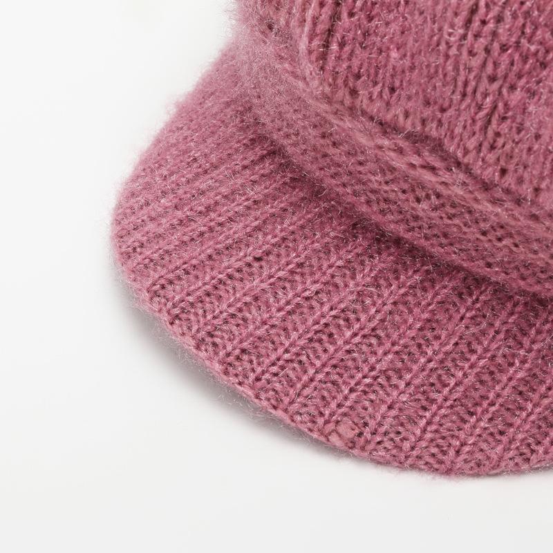 Winter Knitted Wool Hat for Women Korean Style Beetle Hat Plus Velvet Thickened Warm Windproof Hat for Elderly Hat