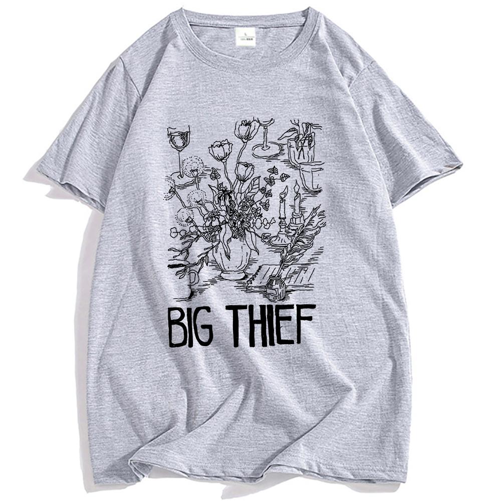 Big Thief Flowers & Candles T-Shirt Kurzarm Sommer Herren T-Shirts Mode Band Grafikdruck T-Shirt Rundhals Unisex Streetwear