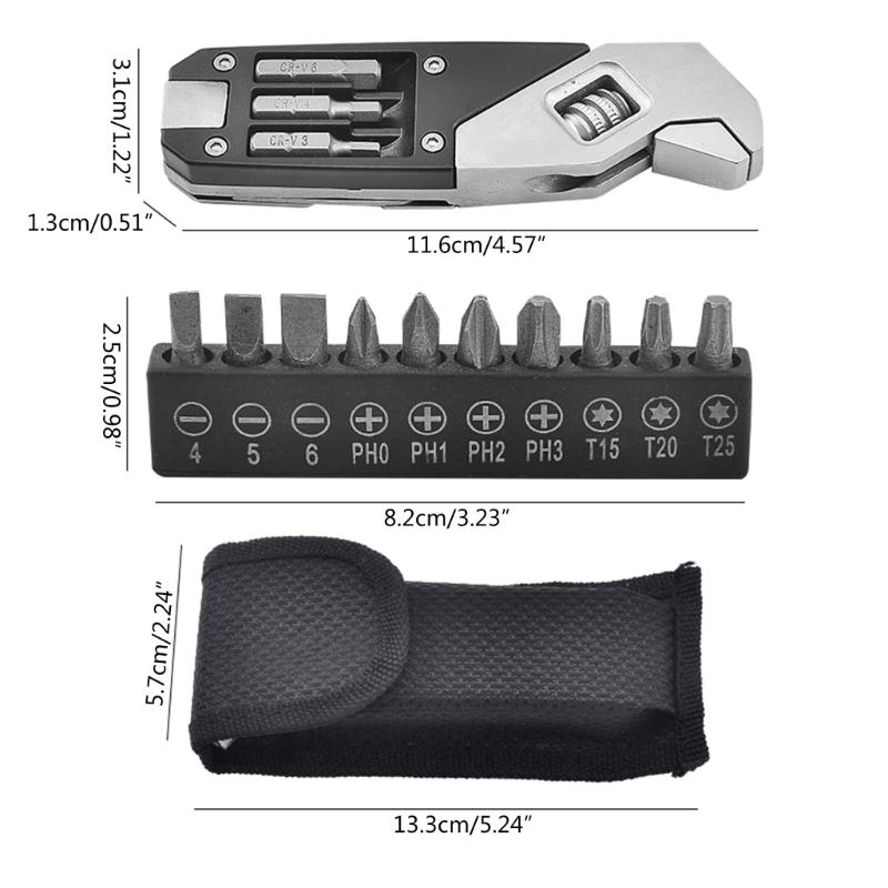 Adjustable Wrench Portable Hex Creative Folding Design Handle Spanners Tools for Outdoors