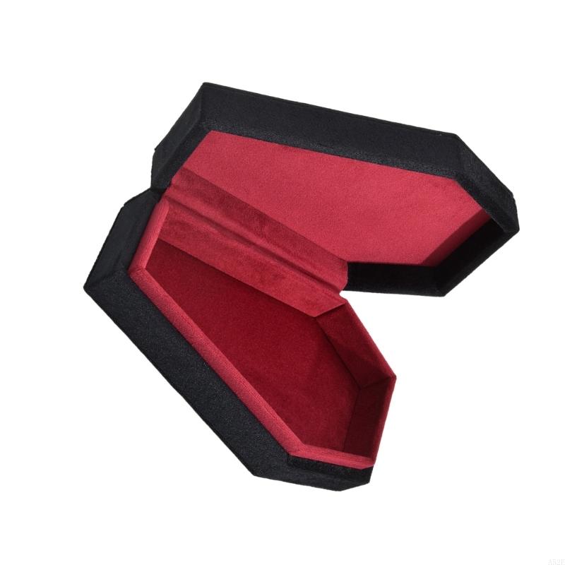 A52E Gothic Coffin Shaped Jewelry Box Stylish Velvets Rings Choker Box Case Halloween Jewelry Organizer Decorations for Girls