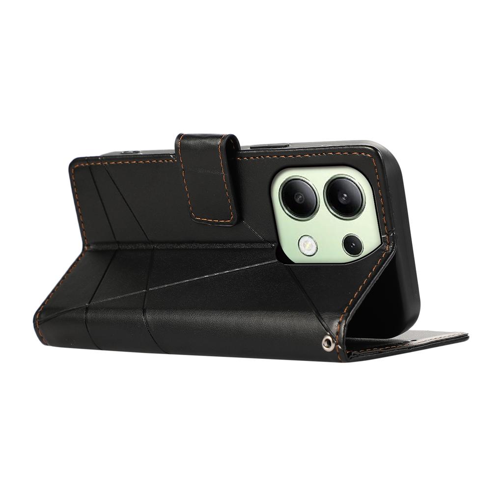 DF-06 For Xiaomi Redmi Note 13 4G Leather Case Line Imprinted Folio Cover