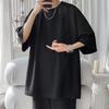 Heavyweight Men's Short-Sleeve T-shirt, Japanese Trendy Loose Fit, Casual Pure Color Three-Quarter Sleeve Tee