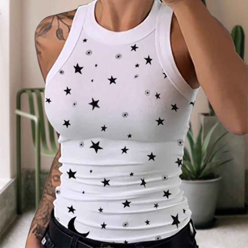 Women's Striped Round Neck Racerback Vest - Sexy Sleeveless Summer Top