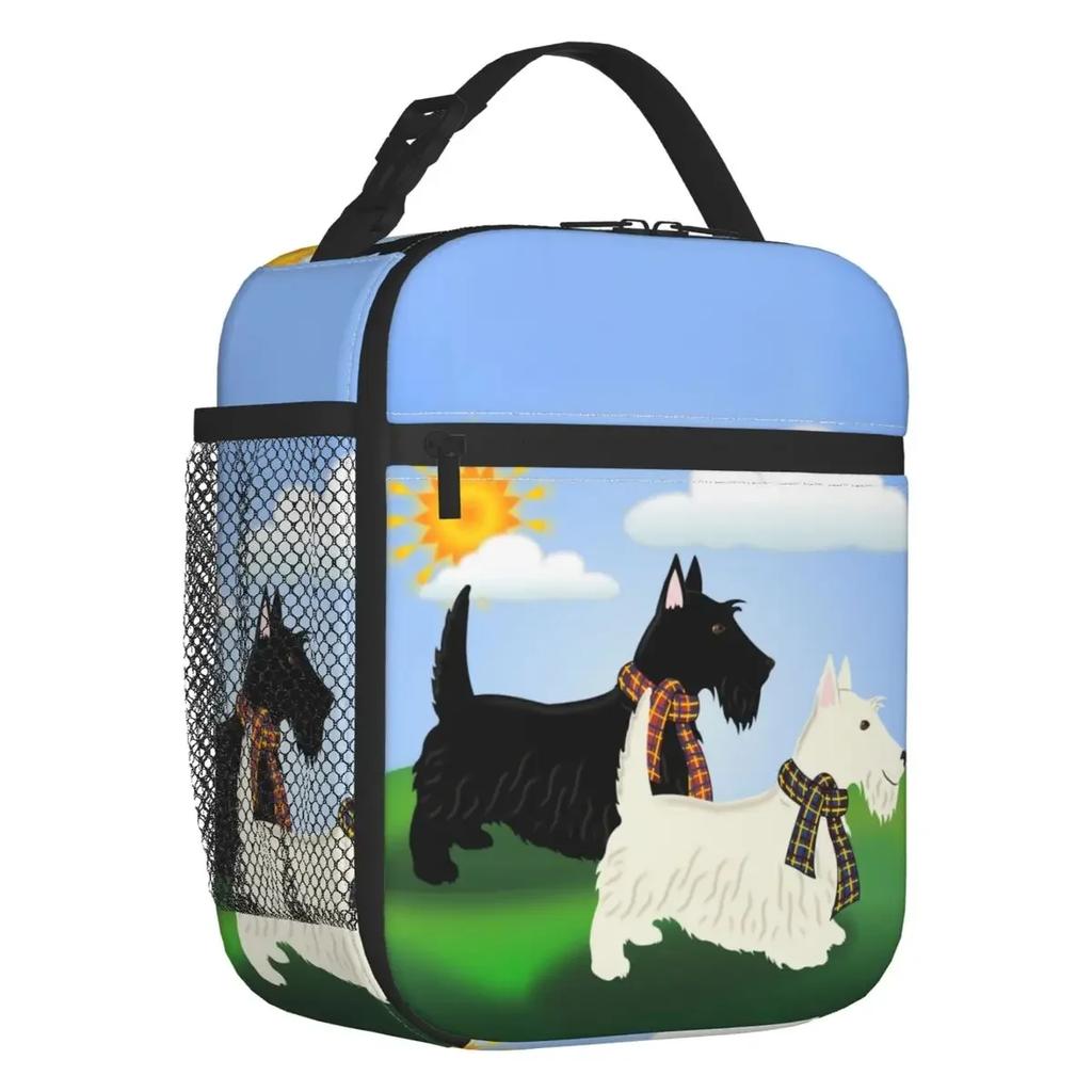 Vintage Scottish Terrier Dog Insulated Lunch Bag for Work School Scottie Pet Lover Leakproof Cooler Thermal Lunch Box Women Kids