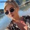 Fashion Small Irregular Sunglasses Women  Luxury Brand Designer Trendy Polygonal Sun Glasses Ladies with Metal Eyewear Chain