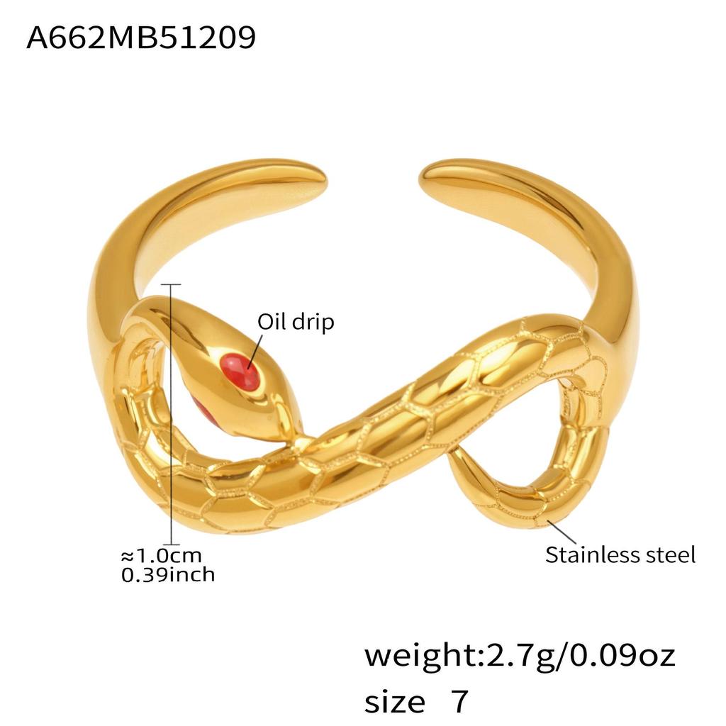 18k Gold-Plated Zirconia Inlaid Stainless Steel Open Ring Set - Modern Fashion Jewelry
