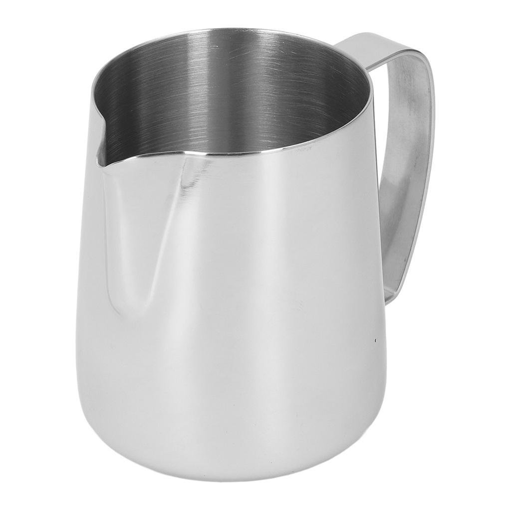 Milk Frothing Pitcher Thickened Stainless Steel Tip Mouth Milk Frother Cup Milk Steaming Pitcher 450ml Silver